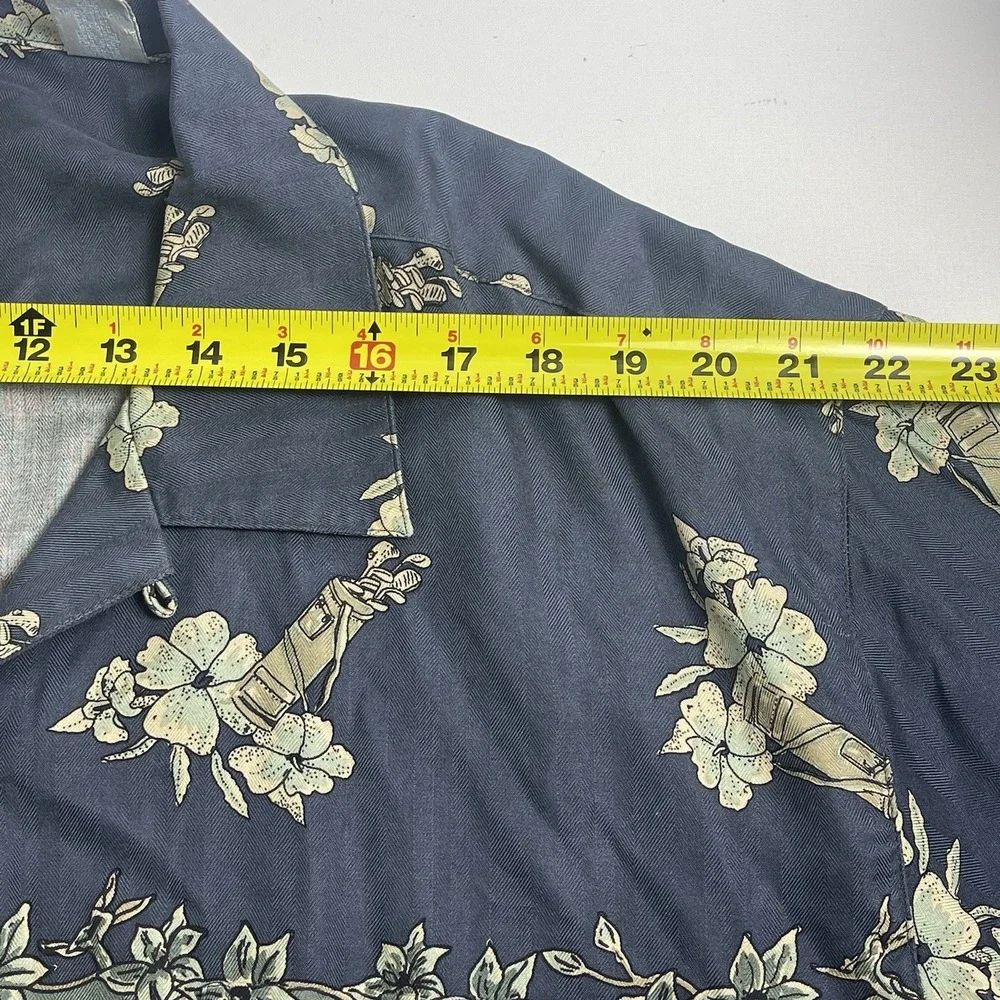 Burma Bibas Korea Men's XL Silk Short Sleeve Shirt Tropical Hawaiian Blue Golf